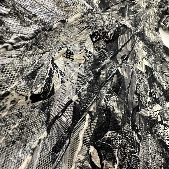 Damee, Inc Blouse Size Small Black and White Semi Sheer Button Up Avangard Top - Picture 7 of 13